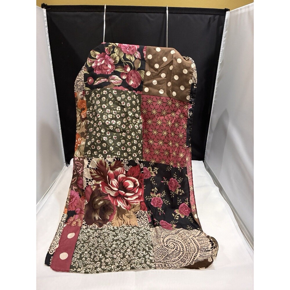 New York Studio Abstract Floral 100% Silk Scarf VTG Hair Wrap Headband Artsy